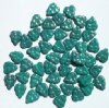 50 10x8mm Opaque Turquoise Lustre Leaf Beads